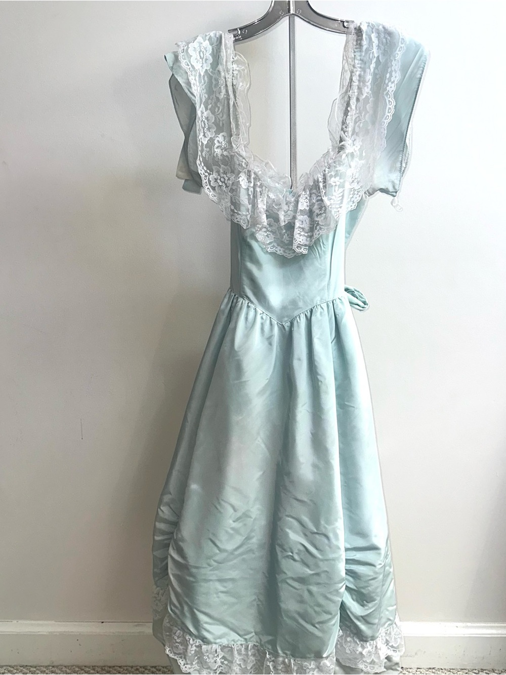 Vintage Gunne Sax Light Blue Lace-Trim dress